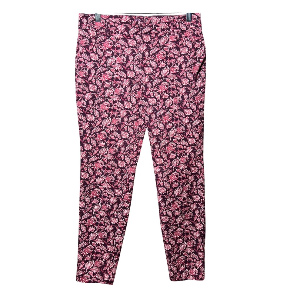 Simply Styled Womens Pants Floral Print Burgundy Pink‎ Size 6 Cotton Blend